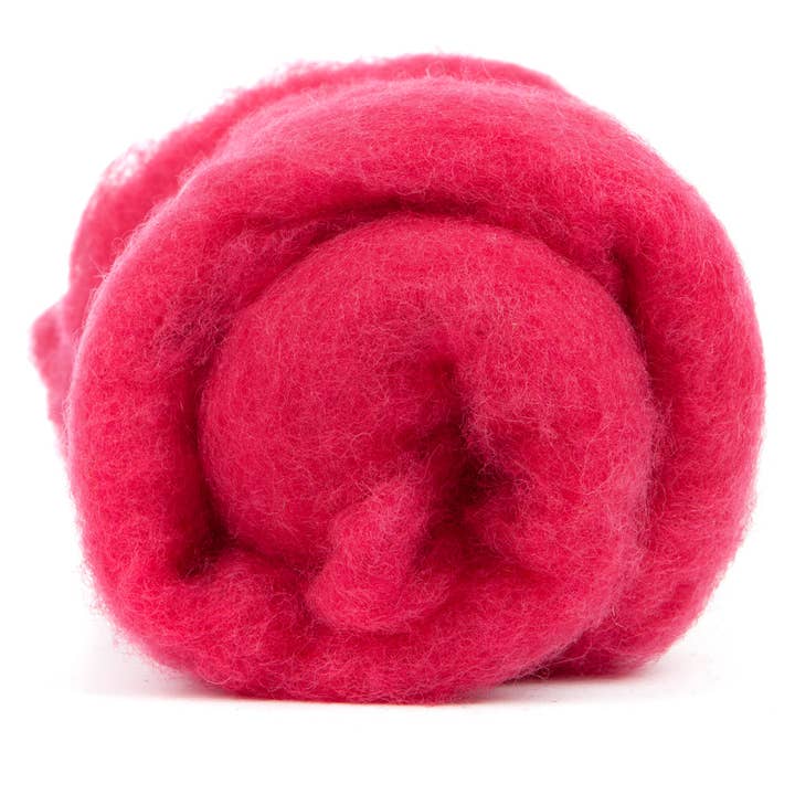 Maori Carded Wool, Raspberry Red, 3.5 oz for wholesale by Desert Breeze Distributing