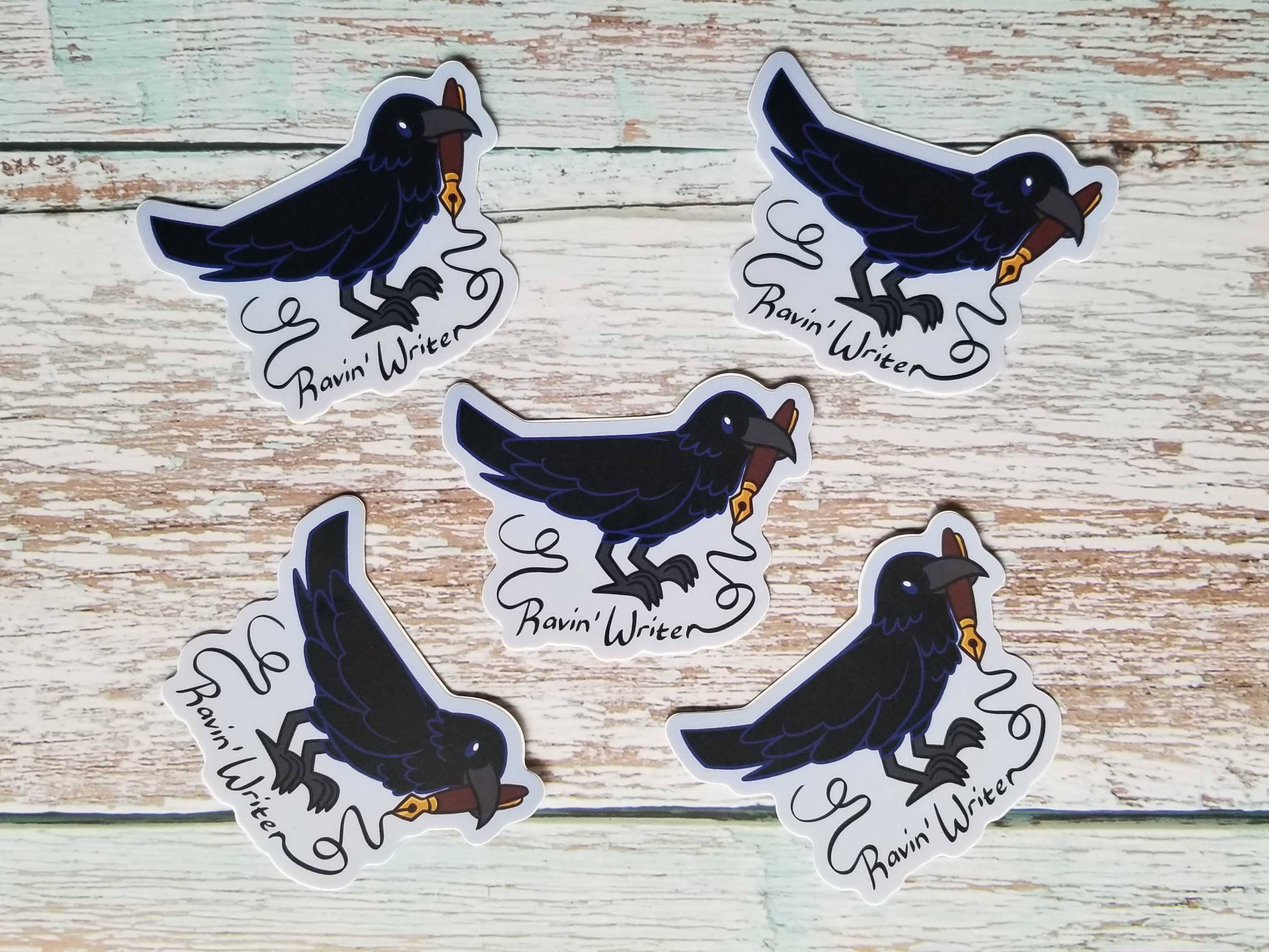 Jade Raven Arts - Wholesale Sticker - Ravin' Writer Raven Vinyl Sticker1