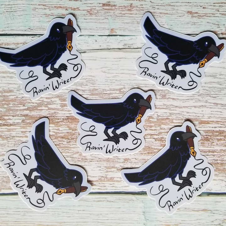 Jade Raven Arts - Wholesale Sticker - Ravin' Writer Raven Vinyl Sticker1