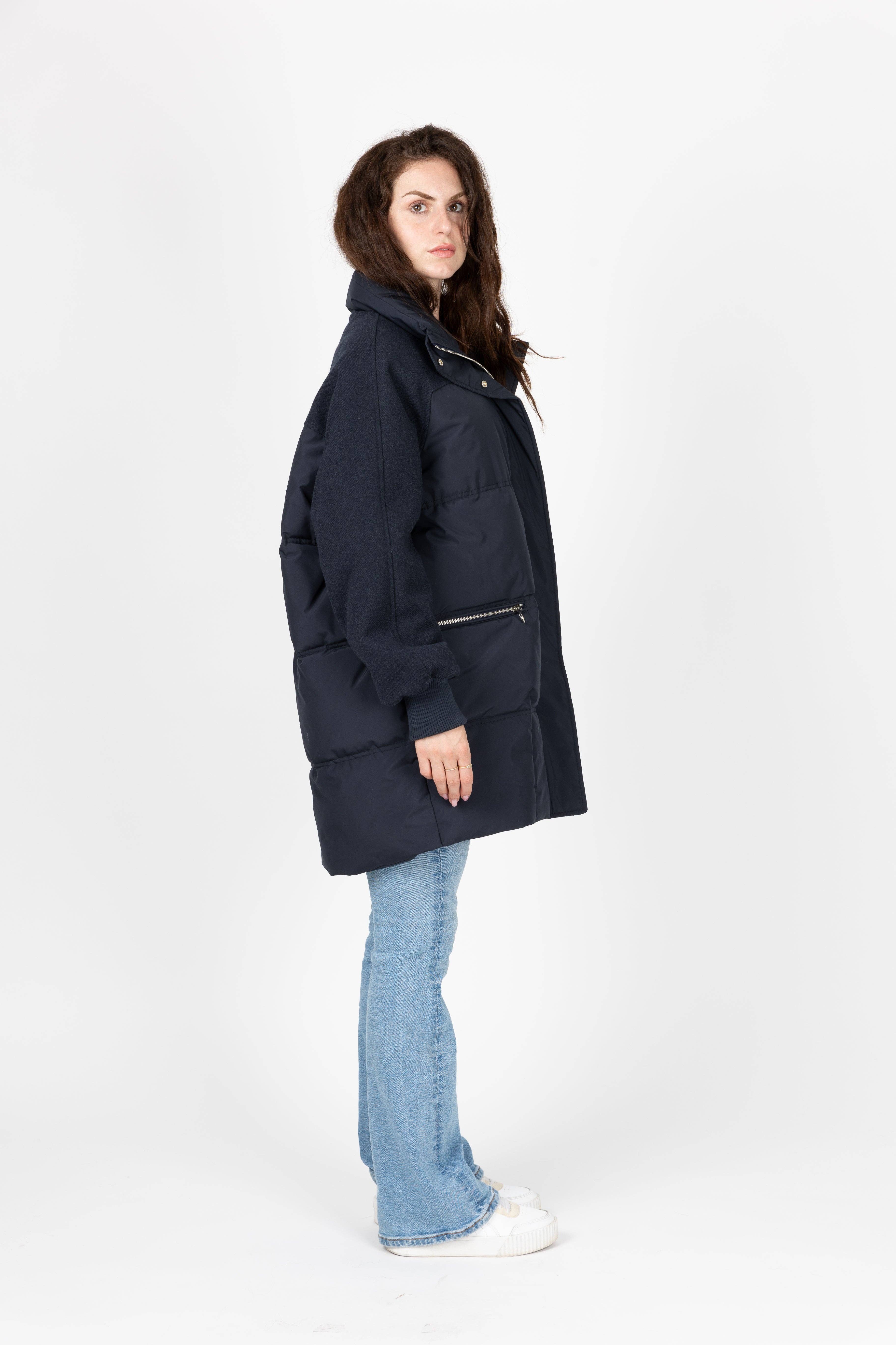 KZELL PARIS - Wholesale Puffer Jacket - Women's - BI-MATERIAL DOWN JACKET WITH WOOL3