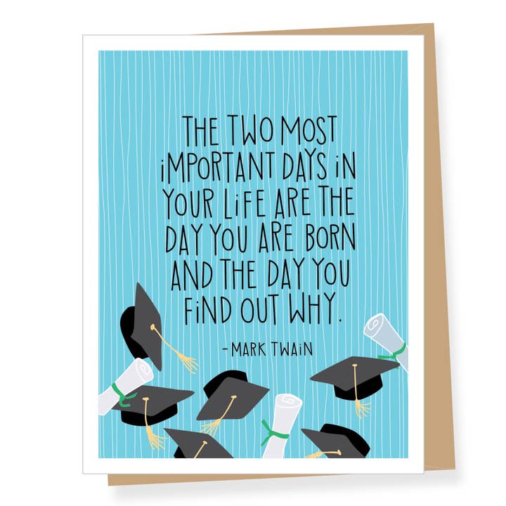 Carte de graduation avec citation Mark Twain pour la vente par Apartment 2 Cards