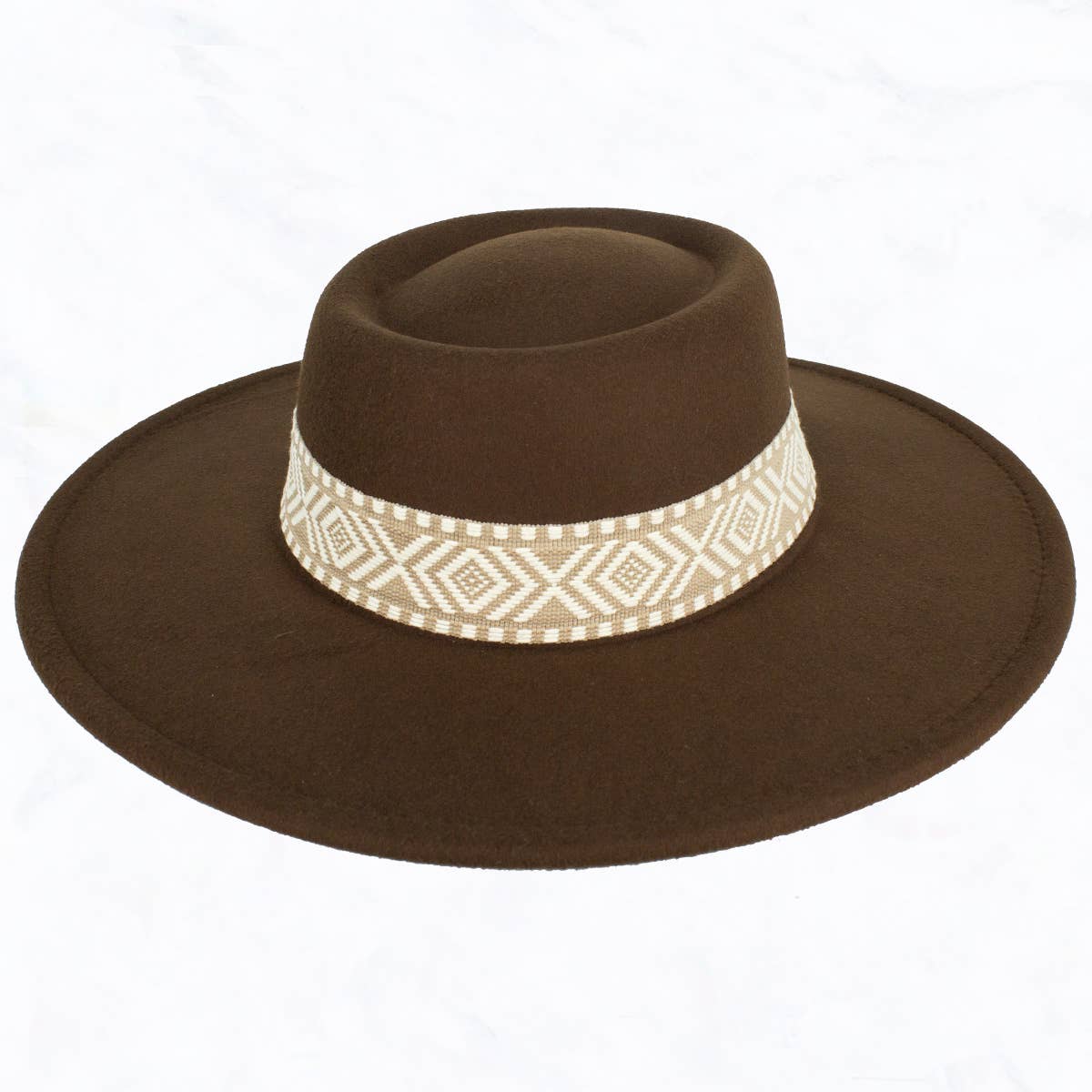 Suzie Q USA - Wholesale Fedora - Women's - Big Brim Concave Top Aztec Pattern Belt Jazz Hat11