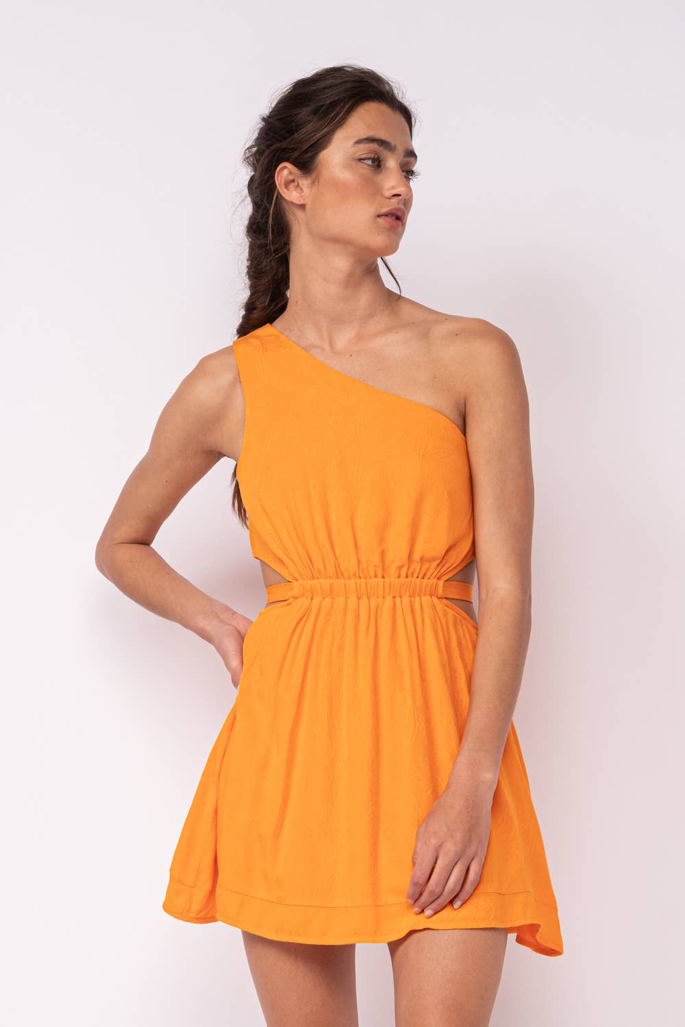 Sky to Moon - Wholesale Dress - Women's - ONE-SHOULDER WAIST CUTOUT PLAIN MINI DRESS5