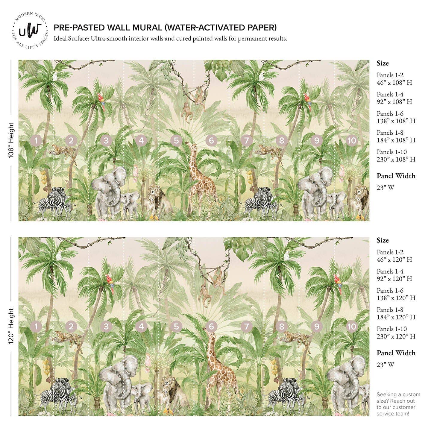 Green Jungle Animal Wall Mural for wholesale on Faire2