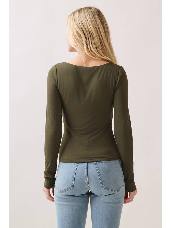 Final Touch - Wholesale Knit Top - Women's - Double Layer Square Neck Long Sleeve Top - VT1710922