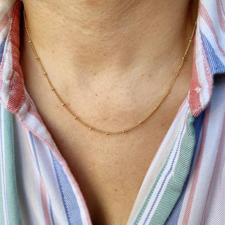 GoldFi - Wholesale Link & Chain Necklace - 18k Gold Filled 1mm Satellite Chain Available in 16", 18", 2