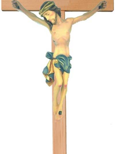 Crucifix avec Base Sculpture Artistique en Bois Val Gardena pour la vente par Dolfi