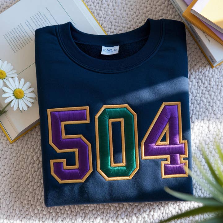 Embroidered 504 Mardi Gras Sweatshirt, Mardi Gras Shirt for wholesale by ClevorFit