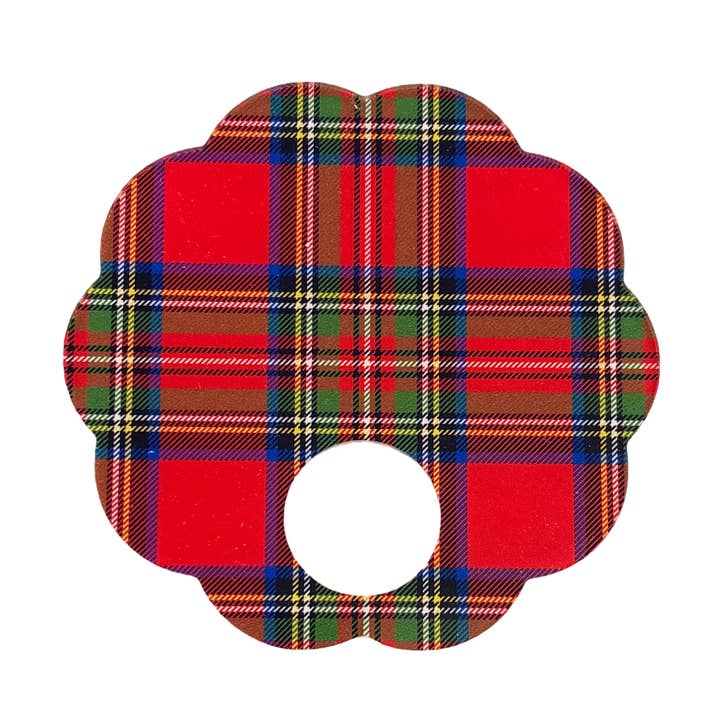 Christmas Tartan Red Acrylic Scallop Napkin Ring - Set of 4 for wholesale by Nicolette Mayer Collection