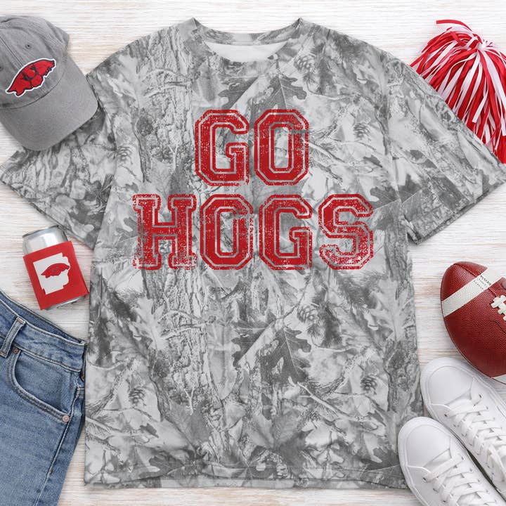 Go Hogs Camo Unisex Graphic Tee for wholesale by Simply Southern Tee's and Tumblers LLC