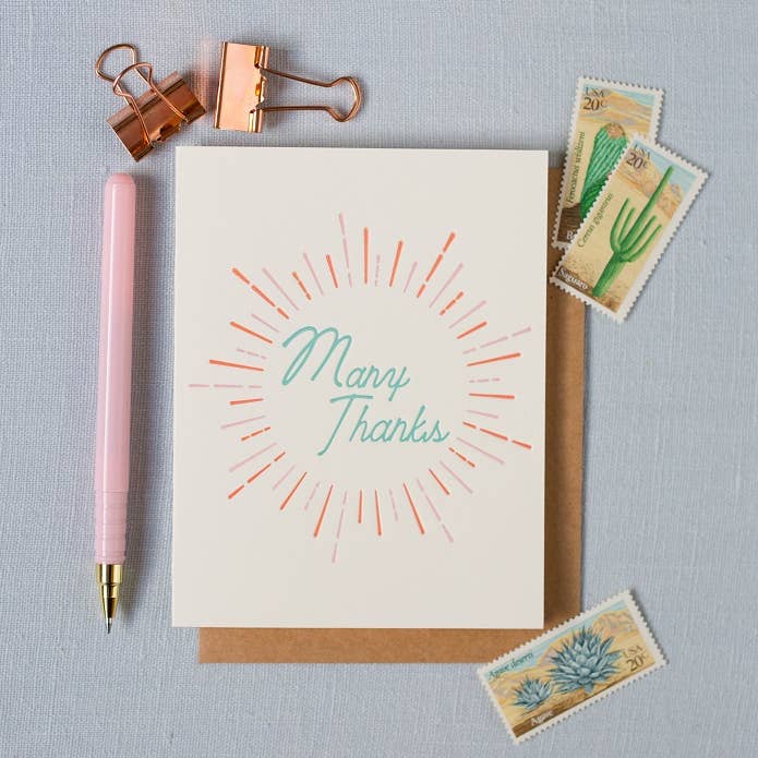 Letterpress Greeting Card - Many Thanks for wholesale by Click Bloom