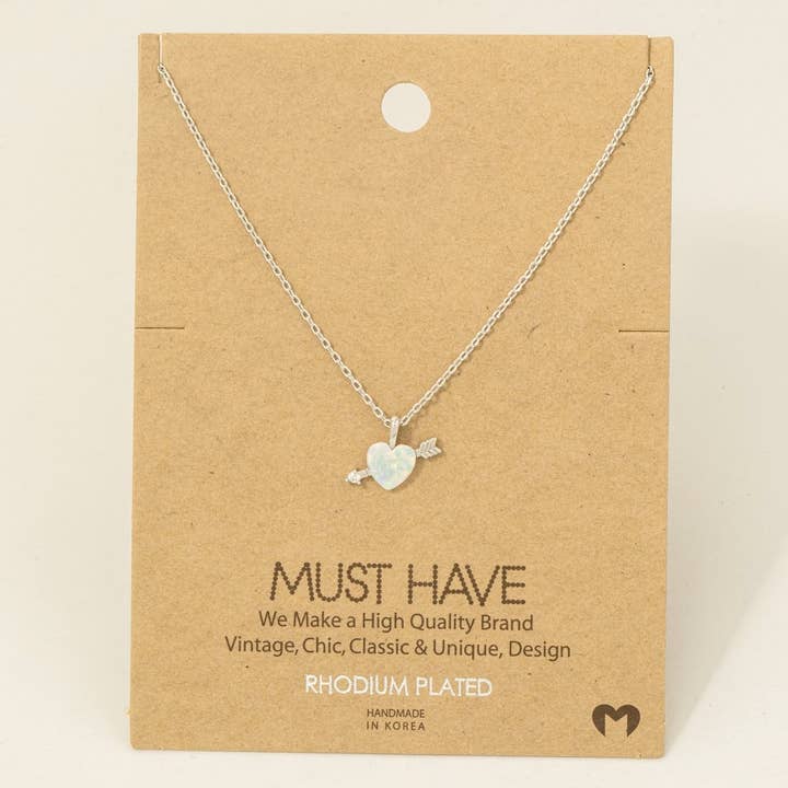 Gold Dipped Mini Arrow Cz Heart Pendant Necklace for wholesale by Fame Accessories