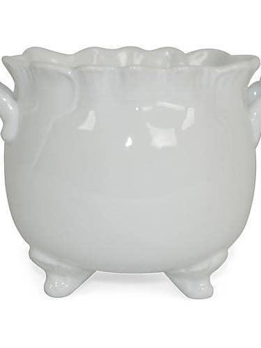6" Solid Footed Planter, White #FBC9385 for wholesale by The French Bee & Co