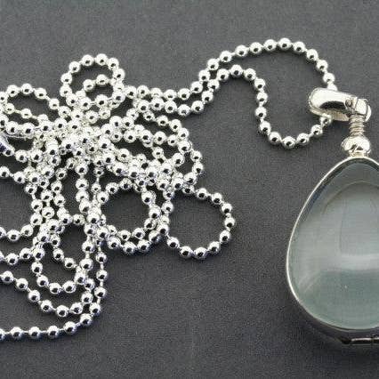 Teardrop Glass Locket On 80cm Ball Chain - Sterling Silver for wholesale by Makers & Providers