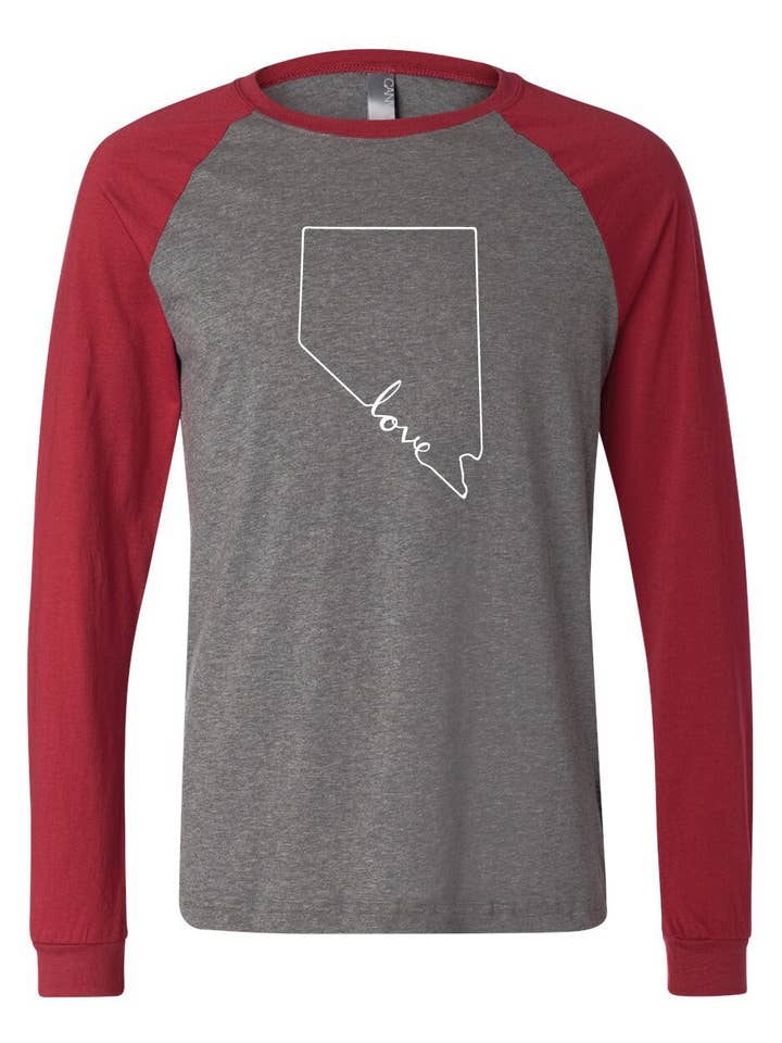 NV Love Script Raglan for wholesale by Homeplace Apparel