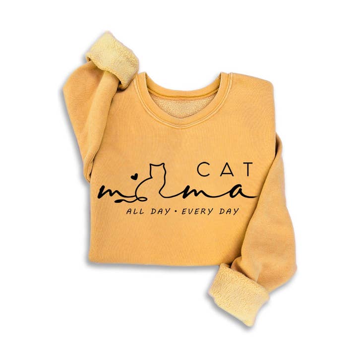 ALL DAY EVERY DAY CAT MINERAL SWEATSHIRTS for wholesale by HRTandLUV