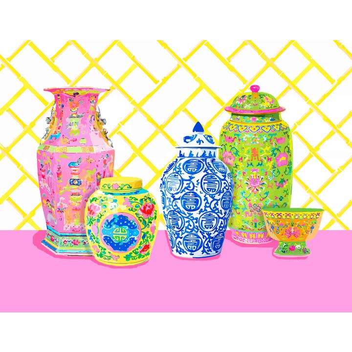 Haute Chinoiserie Folded Note Cards, Peony for wholesale by Taylor Beach Design