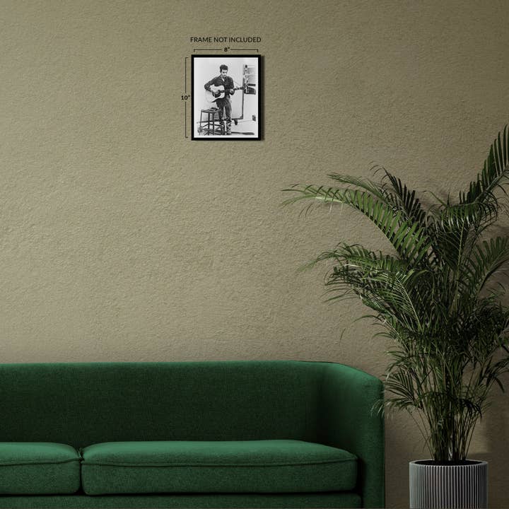 Historic Prints - Wholesale Art Print - 1965 Bob Dylan Self Portrait Photo Print - Vintage Full-Length Portrait Photo of Bob Dylan Playing Guitar Wall Art Poster