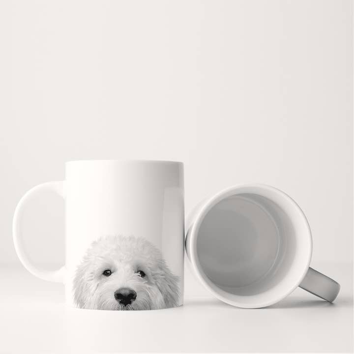 Perkie Prints - Wholesale Coffee Mug - Peeking Doodle 1 (LIght Goldendoodle) Mug