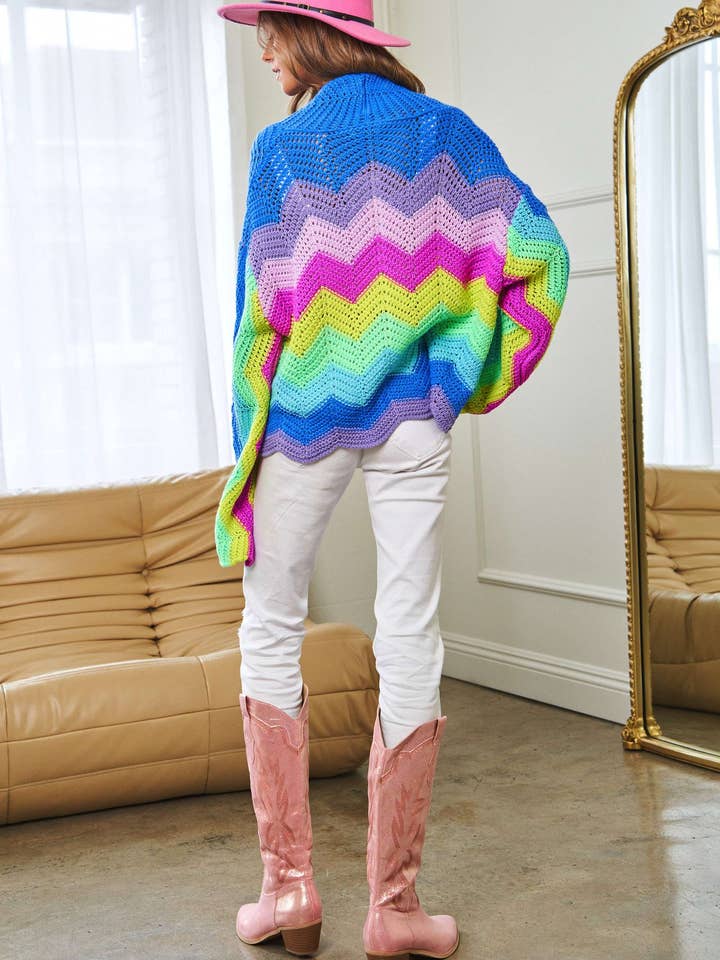 PLUS RAINBOW MULTI COLOR KNIT SWEATER CARDIGAN for wholesale on Faire5