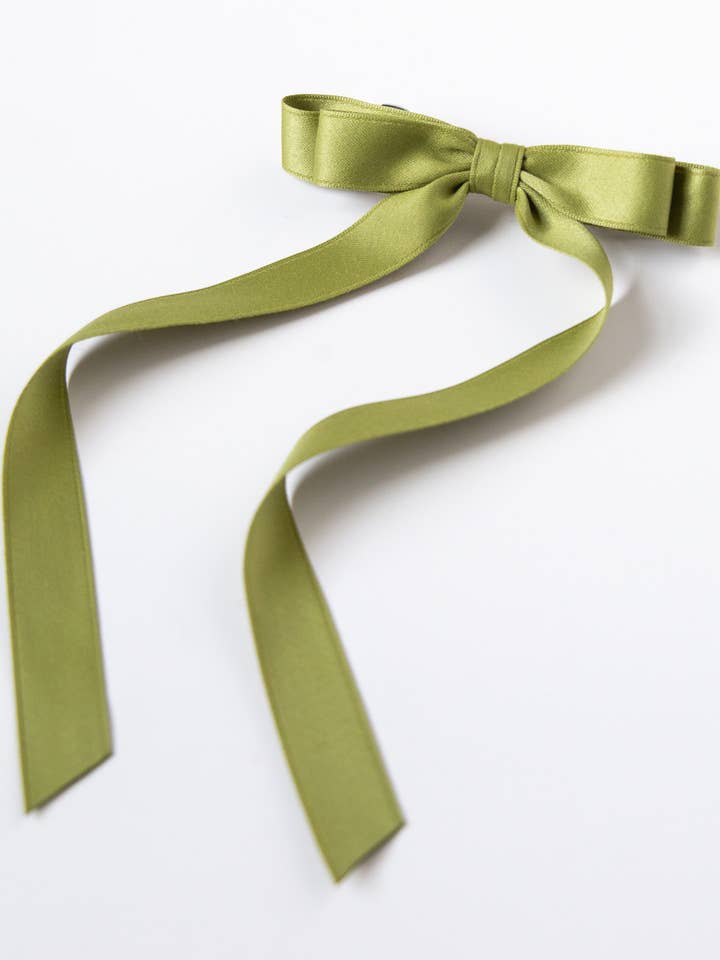 Long Matte Satin Hair Bow Barrette | Micro Alice Bow for wholesale by Grace & Grandeur