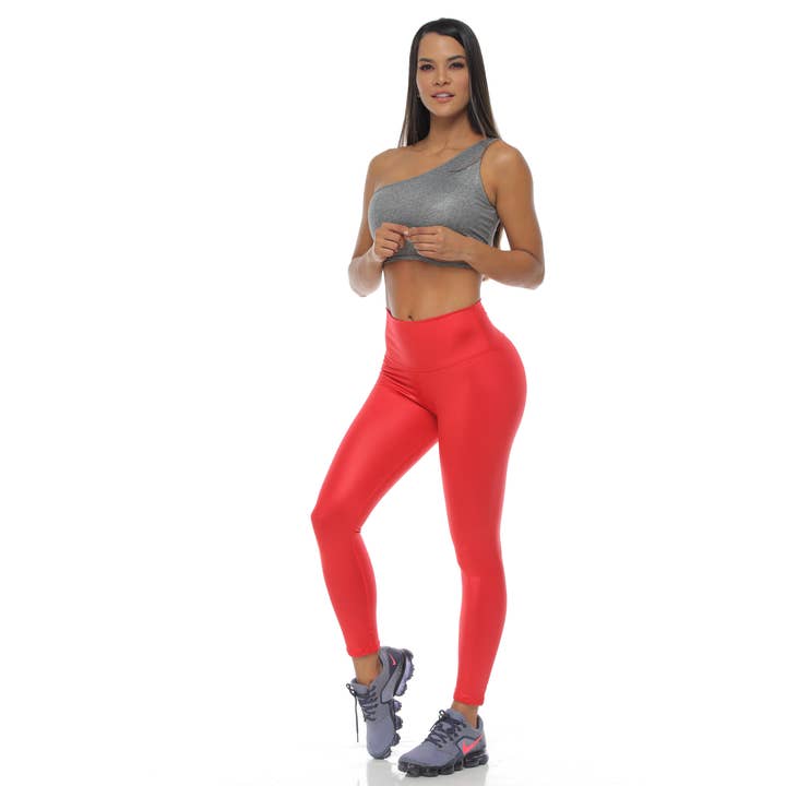 Leggings de moda de couro falso vermelho Mia por atacado de Dashingfit