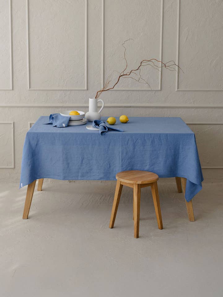 Linen Tablecloth TC001 In Blue Colour (94) for wholesale by Unique Linen