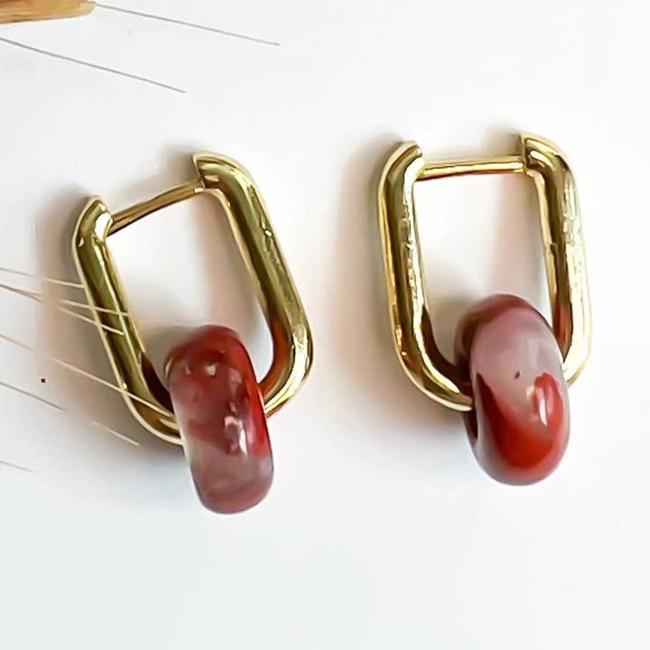 Red Jasper Hoops for wholesale by Natalie Clare Collections