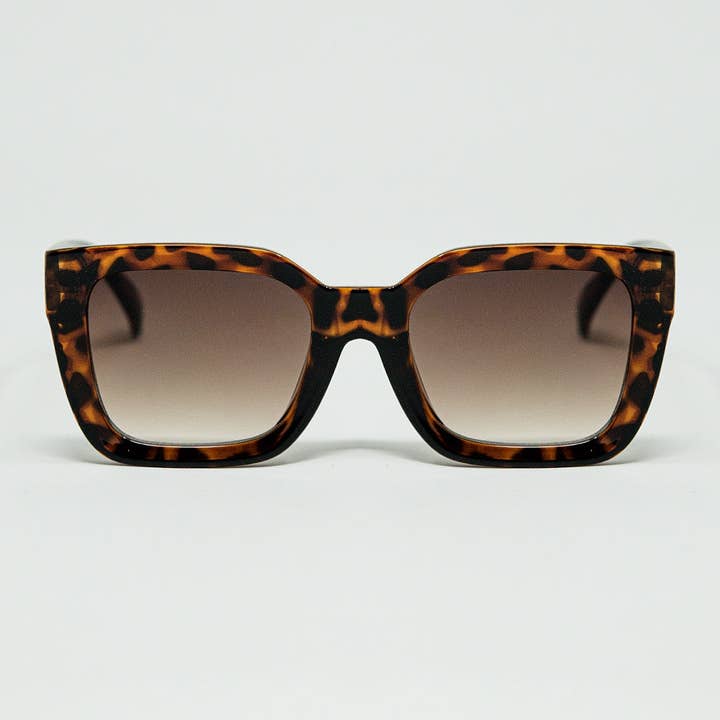 Brown Square sunglasses with animal print for wholesale on Faire