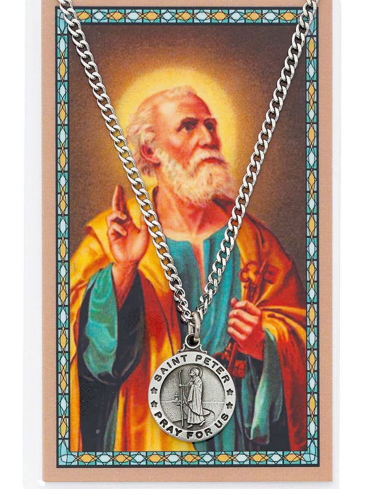 Catholic Religious Men's Necklace St. Peter for wholesale by Hail Mary Gifts