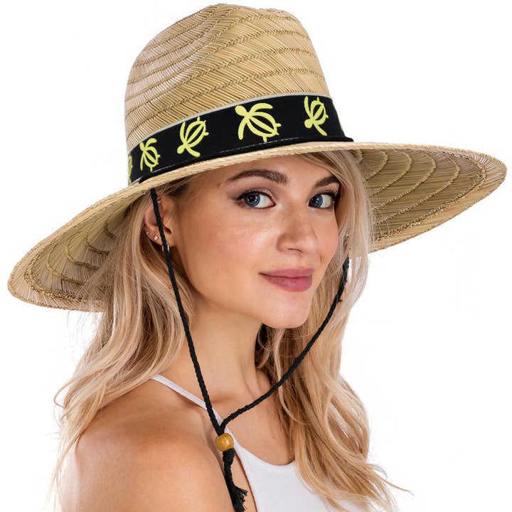 Cap Zone - Wholesale Straw Hat - Women's - Turtle Band Wide Rush Straw Lifeguard Hat