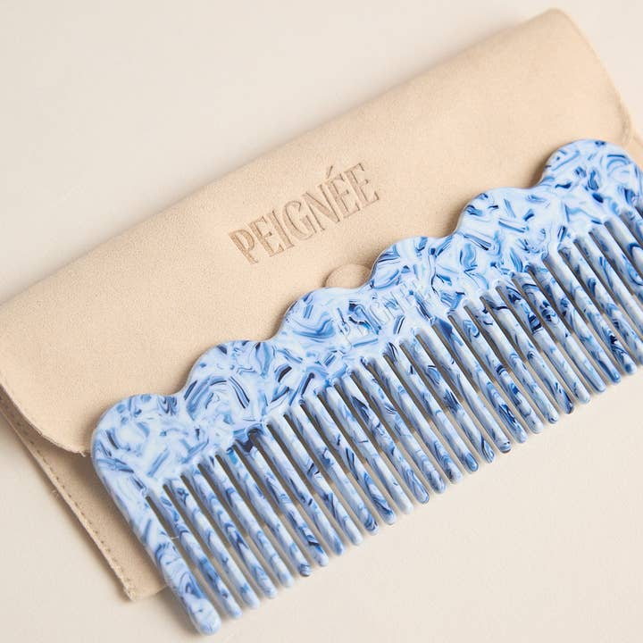 Peignee Paris - Wholesale Hair Brush/Comb - Signature Comb - Blue Mirage
