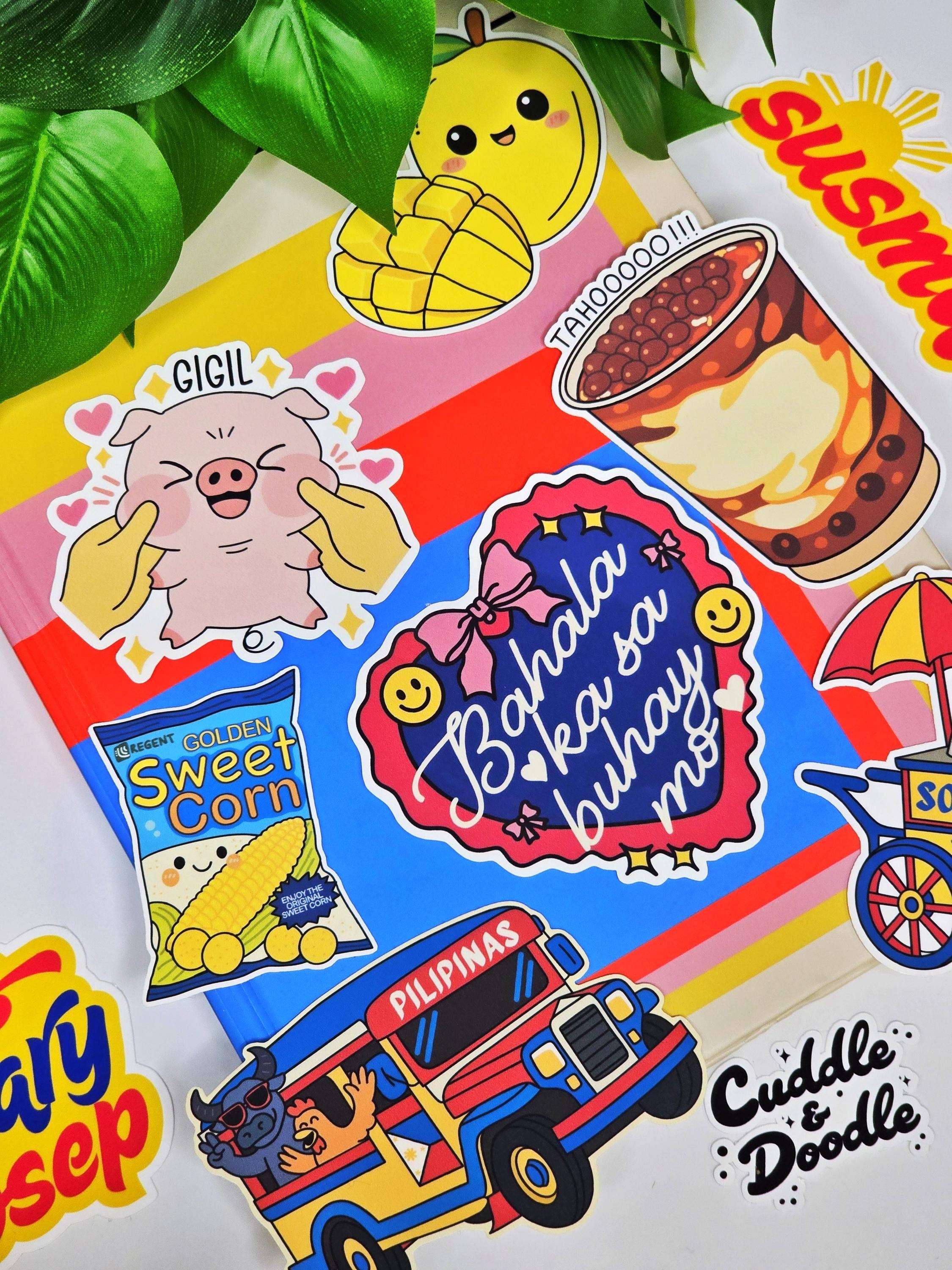 Cuddle & Doodle - Vente Autocollant - Autocollant en vinyle pour dessert de petit-déjeuner philippin Taho, art kawaii1
