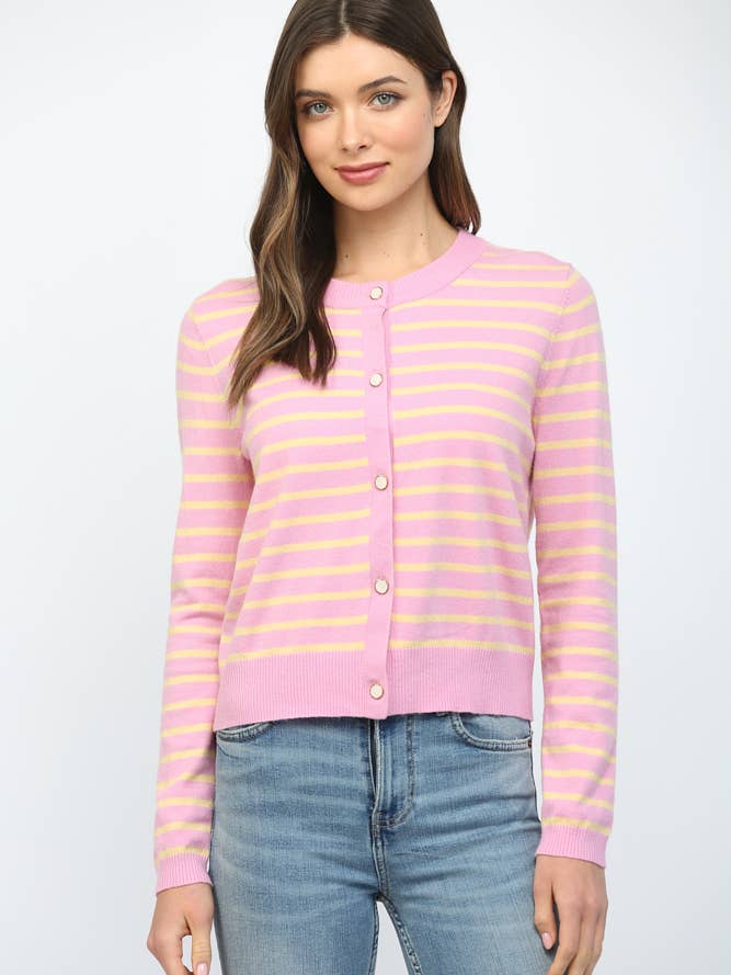 STRIPE BUTTON CLOSURE CARDIGAN FW11075 for wholesale by FATE