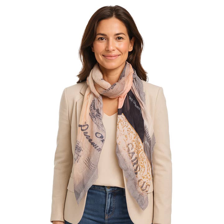 French Wine Labels Scarf for wholesale by Blue Pacific