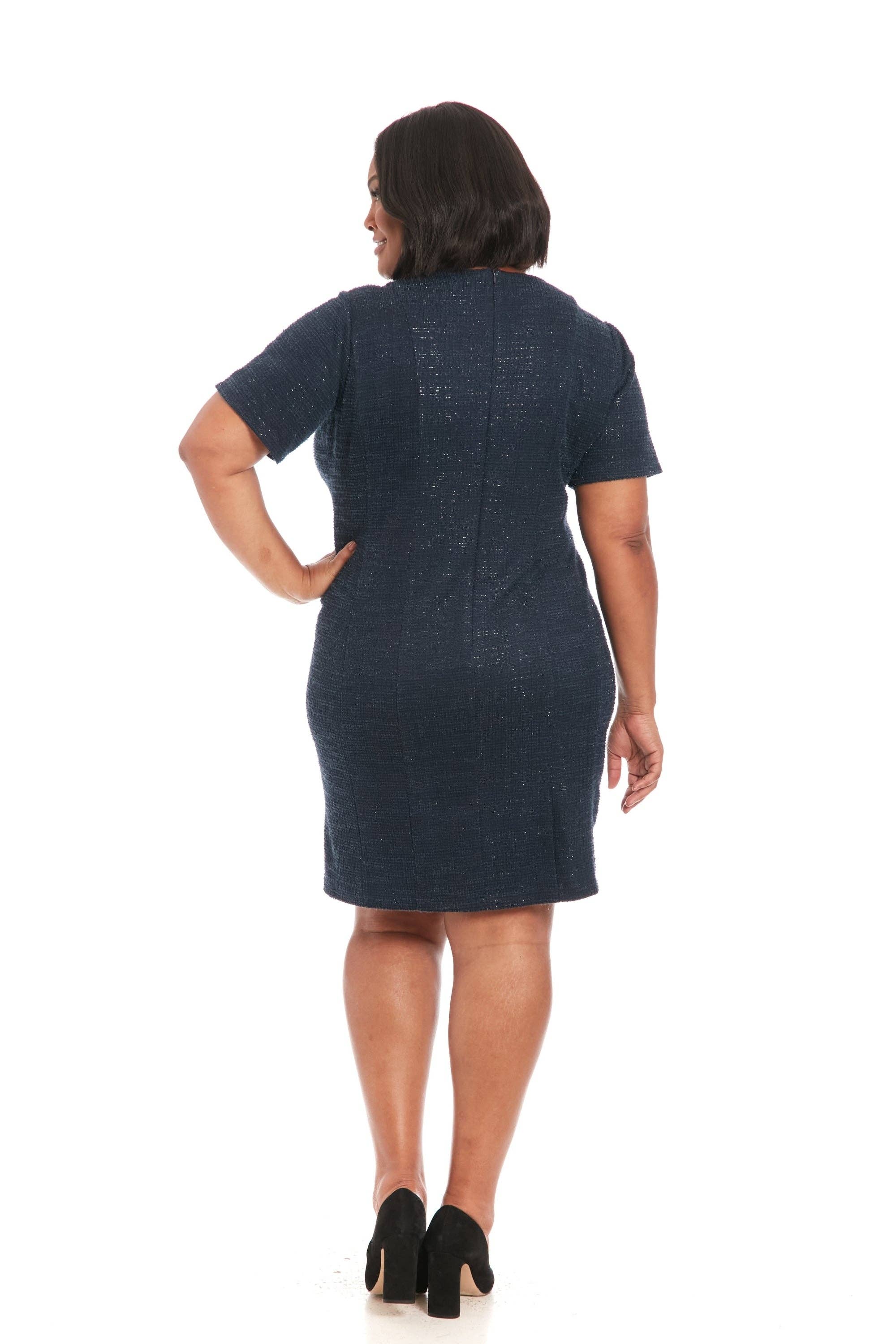 Maggy London Group - Wholesale Dress - Women's - CURVED NECKLINE SHORT SLEEVE SHEATH WITH BUTTONS11