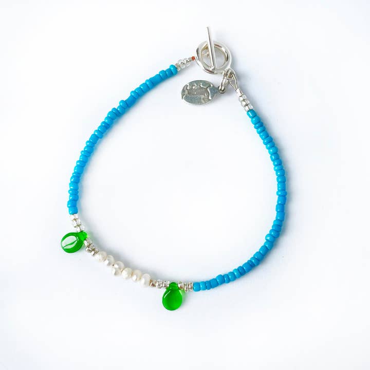 Petite Marie Jewelry - Venta al por mayor Pulsera de cuentas - 2021-A01-0016 Pulsera Petite Marie - Plata - Aguamarina - Perlas - Verde amazona