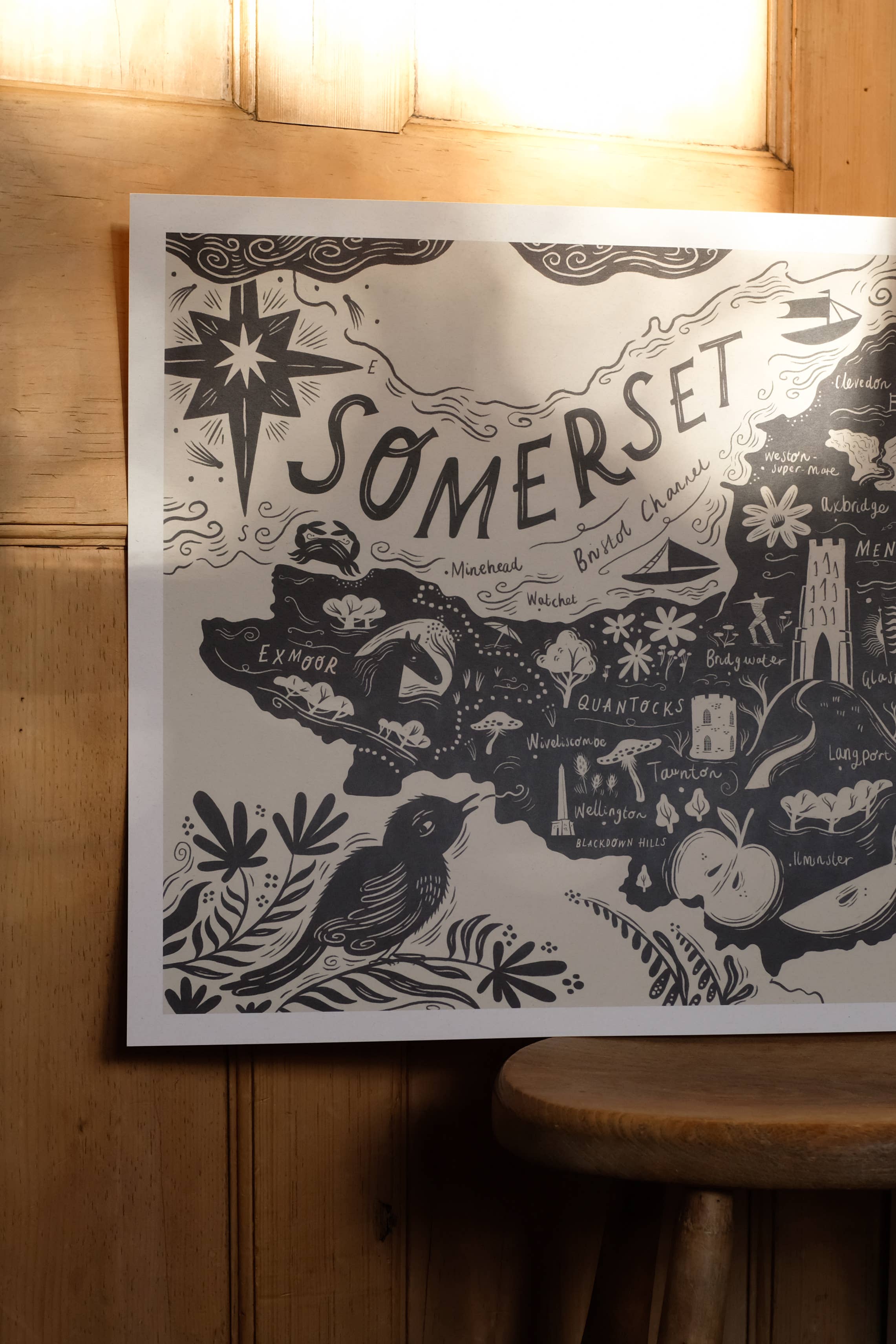 Lauren Marina - Wholesale Art Print - Illustrated Somerset Map1
