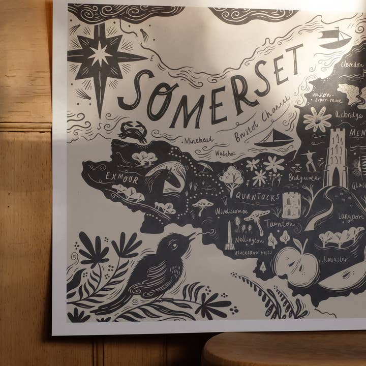 Lauren Marina - Wholesale Art Print - Illustrated Somerset Map1