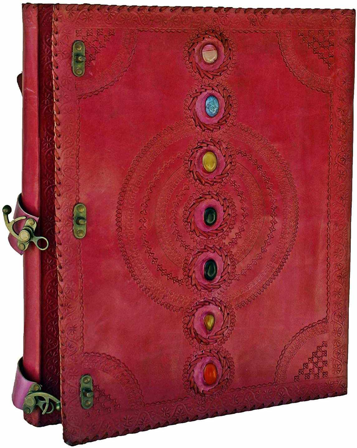 Tuzech Leather - Wholesale Journal/Diary - Seven Chakra Leather Journal – Handmade Embossed Diary 13"19
