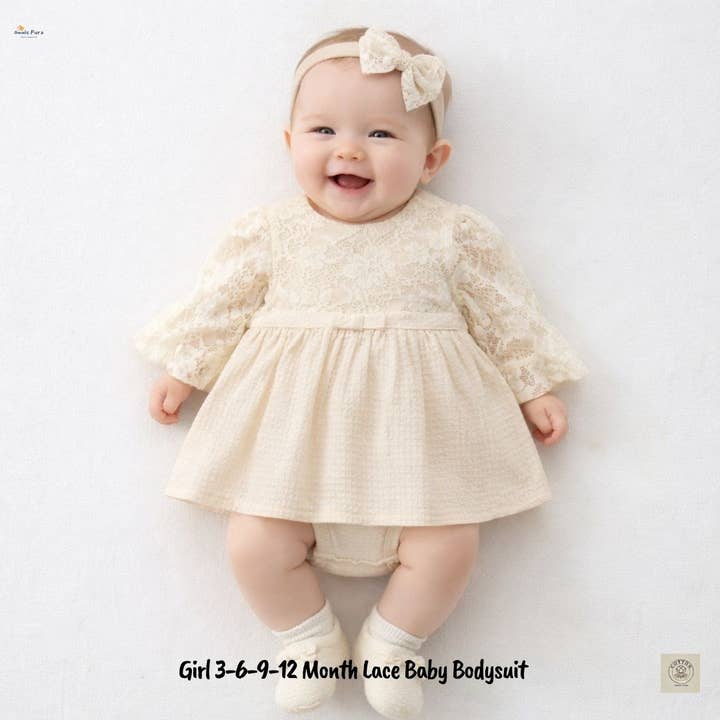 Girl 3-6-9-12 Month Lace Baby Bodysuit for wholesale by Omnis Pura