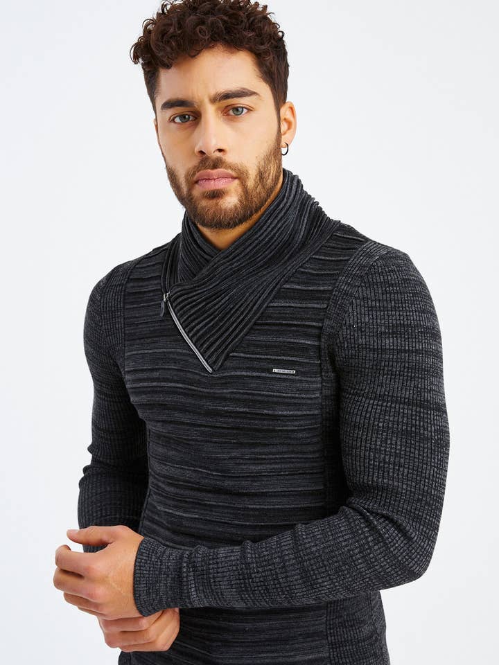 Leif Nelson GmbH - Wholesale Knit Sweater - Men's - Men's Knit Sweater Fine Knit Shawl Collar LN-153522