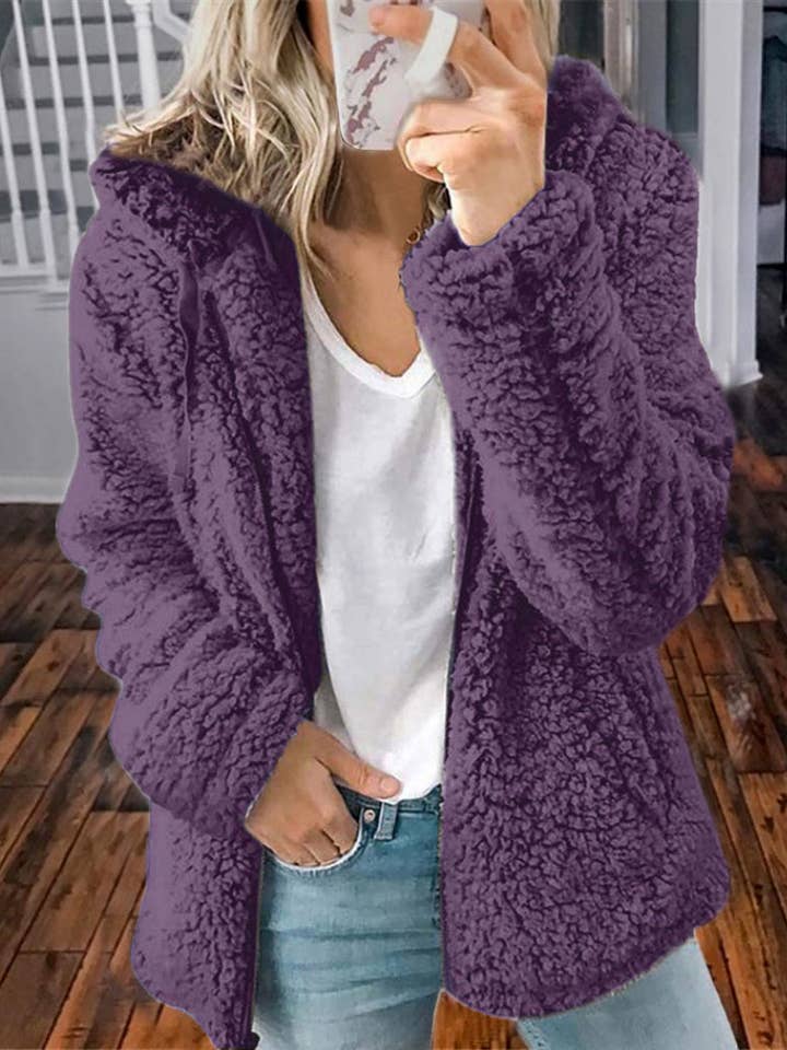 safistyle - Wholesale Jacket - Women's - Hooded Plush Zip-Up Jacket6