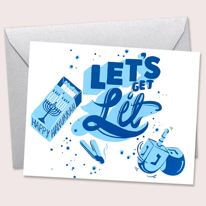 Hanukkah 'Get Lit' Card-4 (Box Set of 8) for wholesale by Reyn Paper Co