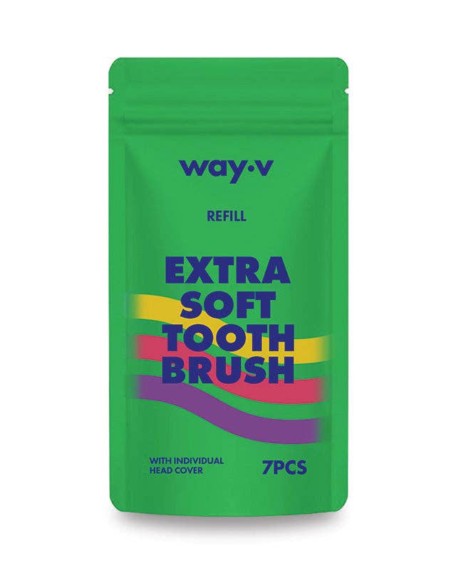 WAY.V - Wholesale Toothbrush - WAY.V Extra Soft Toothbrush Refill for Sensitive Gums and Teeth - Green 7pcs7
