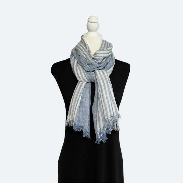 Humble Hilo - Wholesale Scarf - Women's - Humble Hilo Cumulus 100% Cotton Scarf Center Stripes14