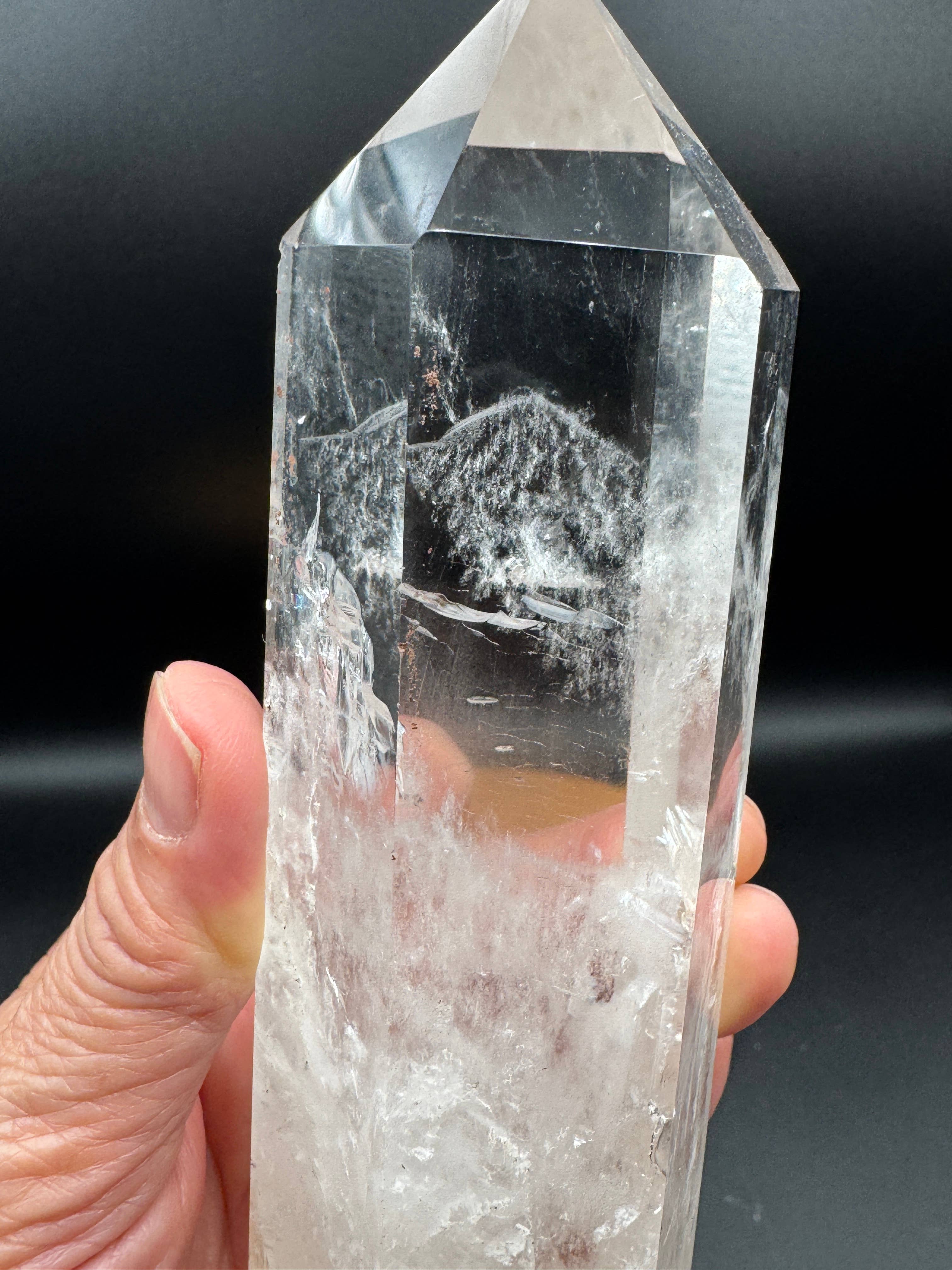 The 7 Directions - Wholesale Spiritual Stone/Crystal - Unique quartz phantom DT on custom stand H28510