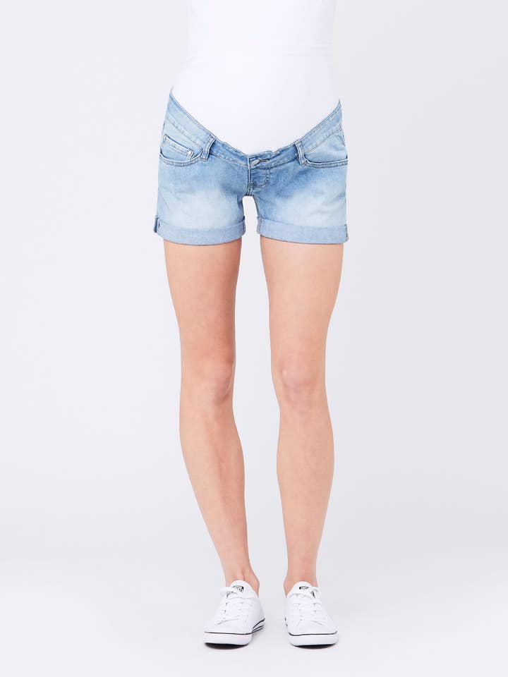 Denim Shorty Shorts for wholesale by Ripe Maternity