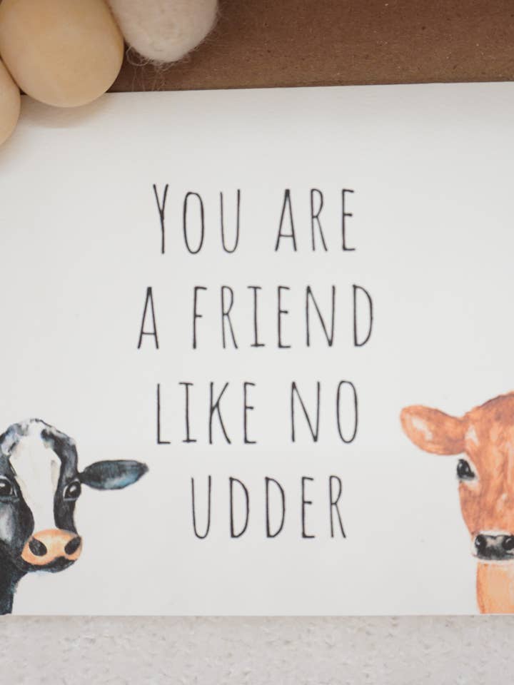 A Friend Like No Udder | Greeting Card | Watercolor Cows for wholesale by MirandajaneCo