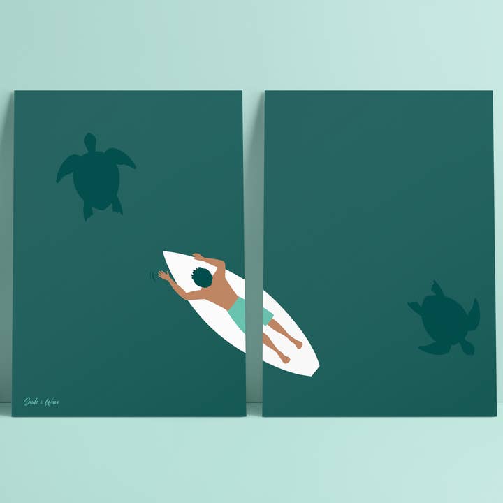 Smile & Wave - Venta al por mayor Ilustración - Set de impresión de arte Turtles Beach1